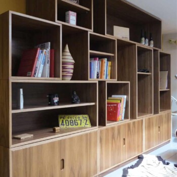 Modular birch plywood bookcase INTERCHANGABLE BOOKCASE FULL VIEW 2