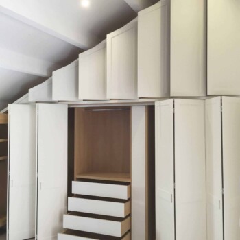 Shaker Style Wardrobe with oak interior large two tier wardrobe with pull out draws 2