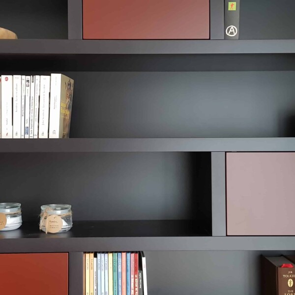 Black Valchromat MDF bookcase mw creative carpentry Oak bookcase shelves
