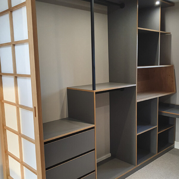 plywood walk in wardrobe chest of drawers