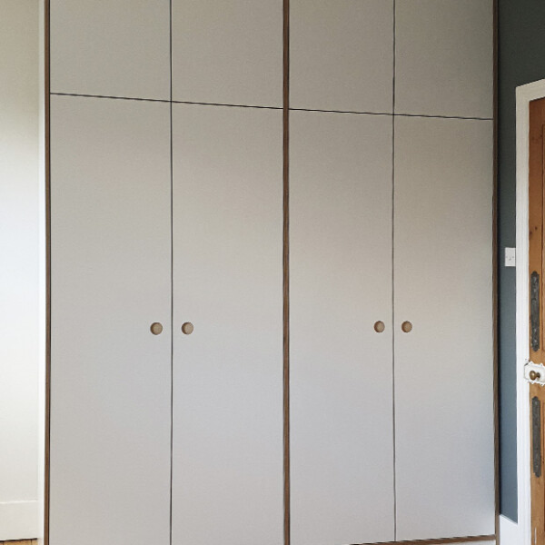 white plywood wardrobe bedroom