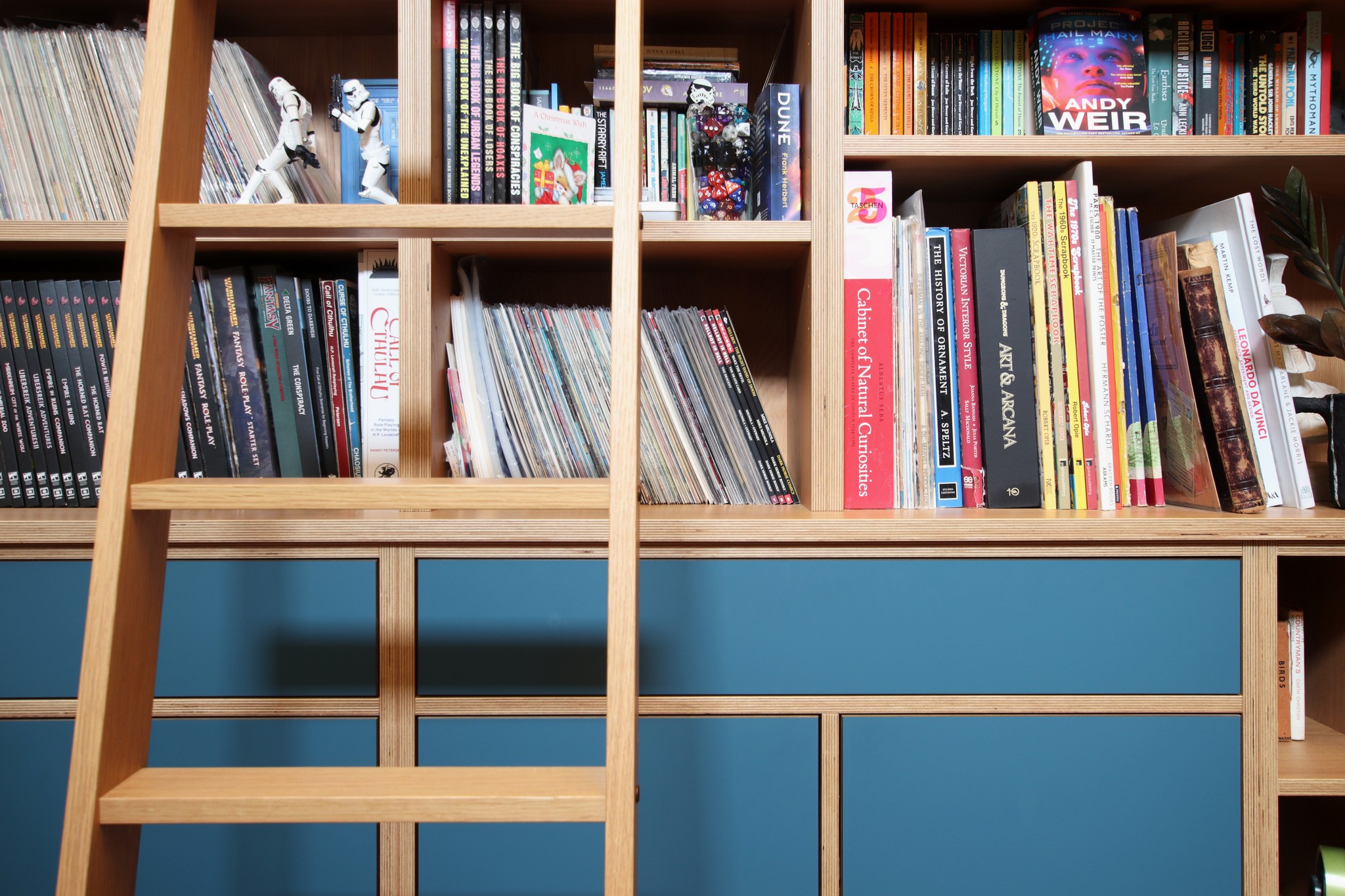 Oak veneered birch plywood bookcase birch plywood library ladder hardware w